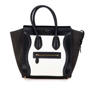 Pre-Loved Celine Micro Bicolor Nubuck and Drummed Calfskin Luggage Tote